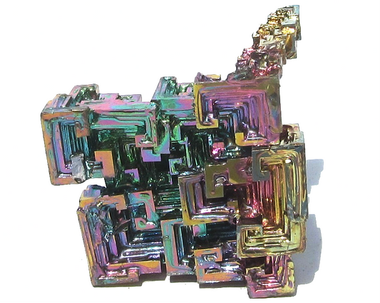Wismut Kristall - Bismut mit irisierenden bunten Regenbogenfarben