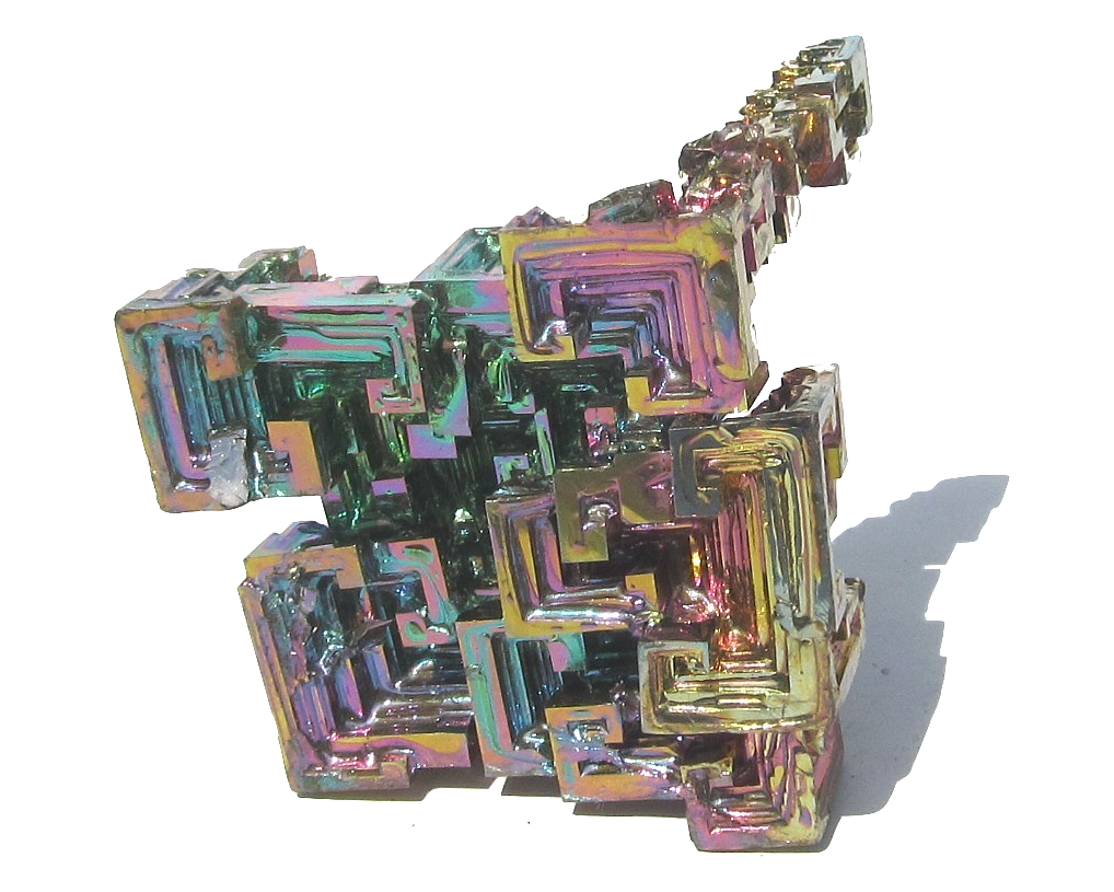 Wismut Kristall - Bismut mit irisierenden bunten Regenbogenfarben